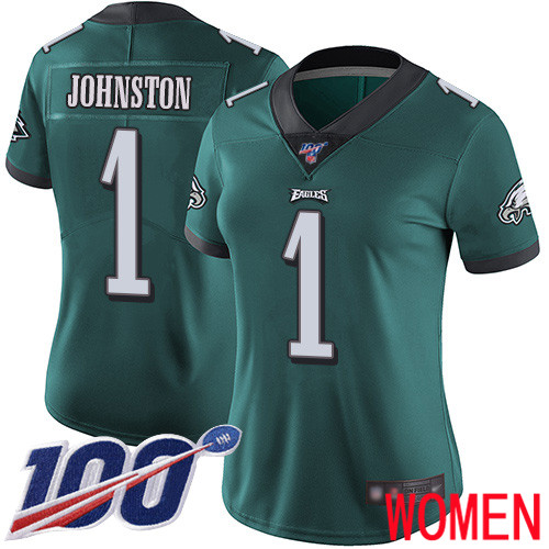Women Philadelphia Eagles 1 Cameron Johnston Midnight Green Team Color Vapor Untouchable NFL Jersey 100th